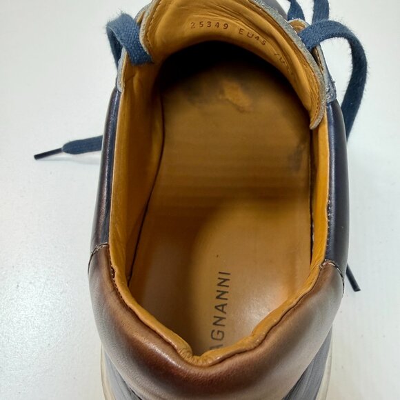 Magnanni "Phoenix” Blue & Brown Luxury Leather Sneakers {Size 12} EUC! MSRP $465 - Picture 11 of 16